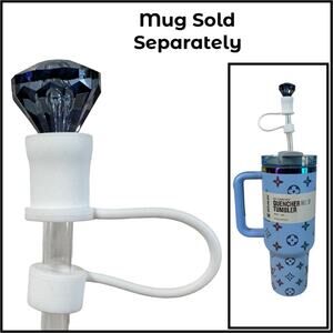 #74 Straw Cover Cap with Dark Blue Acrylic Diamonds Crystal